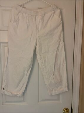 Emily Daniels White Textured Elastic-Waist Pants